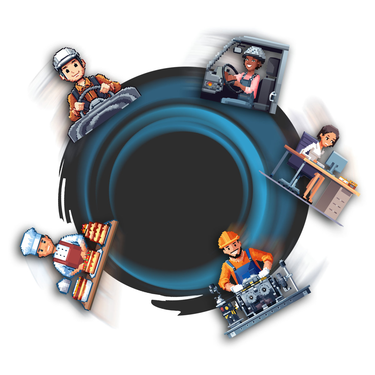 Eine Darstellung verschiedener Berufe.